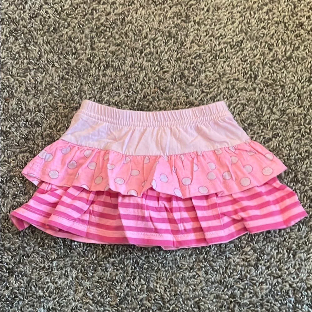 Jumping Beans Ruffled Pink Polka Dot and Stripe Skort